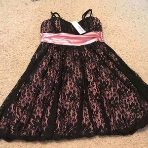 NWT Speechless Pink Black Lace Party Mini Dress